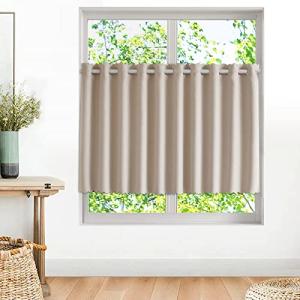 Gemarwel カフェカーテン 遮光 50cm丈 140cm幅 小窓 出窓 車用 断熱 防寒 冷気遮断 防音 UVカット 突っ張り棒 間仕切り