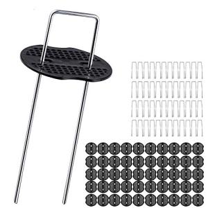 Uピン杭 黒丸付き 防草シート 固定用 人工芝 ピン おさえピン U字釘 抑え杭 押さえピン Uピン 除草シート 防草シートピン 15cm 50