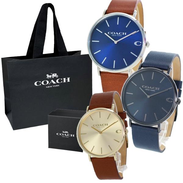 ショッパー付き コーチ メンズ 腕時計 手表 オシャレ 男性 ギフト レザーウォッチ 誕生日  爆買...