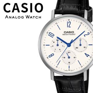 箱なし カシオ 腕時計 メンズ ブラック レザー ホワイト 海外モデル 曜日表示 日付表示 24時間表示 MTP-VT06L-7B 成人 卒業 入学