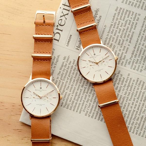 サルバトーレマーラ ペアウォッチ カップル ギフト オシャレ ブラウン ピンクゴールド レザー 腕時...