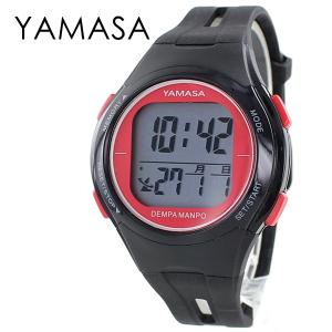 ヤマサ 万歩計 50年の歴史メーカー 正規品 歩数計時刻合わせ不要 電波で自動修正 腕時計タイプ デジタル 43mm ブラック レッド TM-510B-R 腕時計 父の日