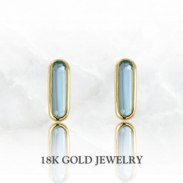 K18 18金 スカイブルートパーズ ピアス ゴールド レディース 両耳 華奢 上品 女性 母 誕生...
