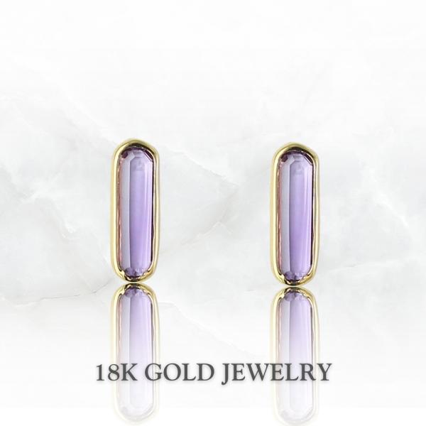 K18 18金 アメシスト ピアス ゴールド レディース 両耳 華奢 上品 女性 母 誕生日  爆買...