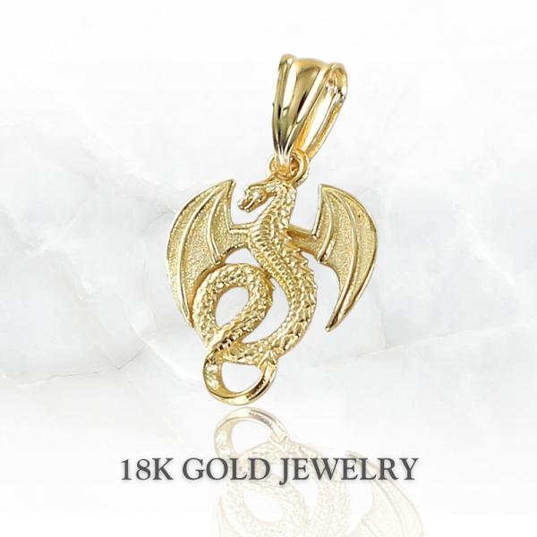 K18 ドラゴン チャーム 18金 ネックレストップ ペンダントヘッド 上品 ゴールド 誕生日 記念...