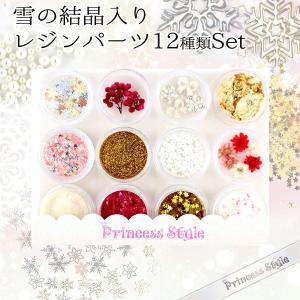 レジンパーツ 雪の結晶入り レジン 材料 12種類セット｜princess-factory