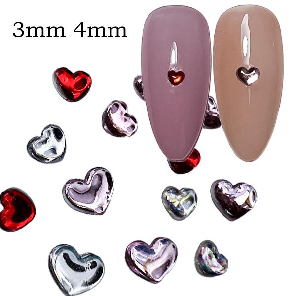 ハート アクリルストーン 3mm 4mm 約100粒 ストーン バレンタイン ネイル ジェルネイル