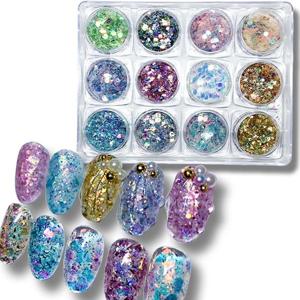 ネイル LUX 12色ホログラムセット ホログラム ホロ ラメ うるうる セット グリッター ミック...