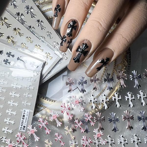 十字架 クロス 3Dエンボス加工 クロスネイル 十字架 クロム クロス　パーツ クロス 質感 ネイル...