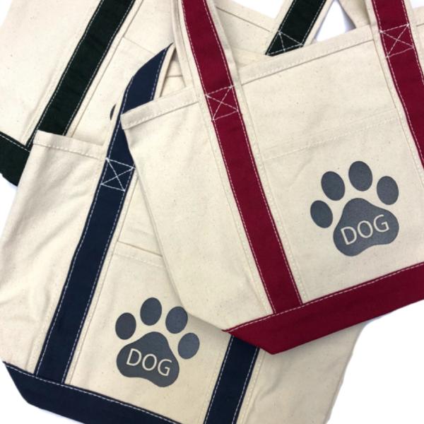 お散歩バッグ 犬 わんちゃん 反射 キャンバスバイカラートート 夜間交通安全