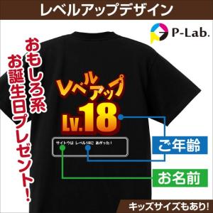 誕生日プレゼント Tシャツ 作成 自作 お揃い 父の日 オリジナル ドラクエ風 レベルアップ 1枚からOK ブラック 綿100％ 5.6oz