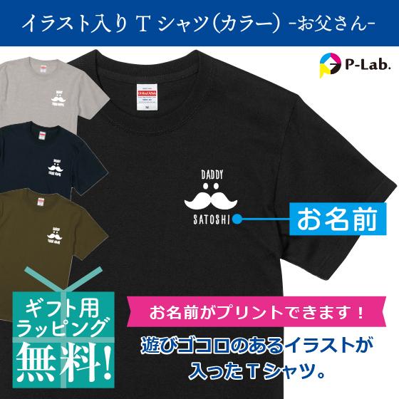 誕生日プレゼント 男性 Tシャツ プリント ヒゲ お揃い 父の日 髭 イラスト 名前入り 自作 4色...