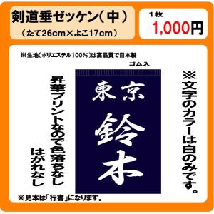 剣道垂　ゼッケン　中　W26cm×H17cm　ぜっけん｜print-rin