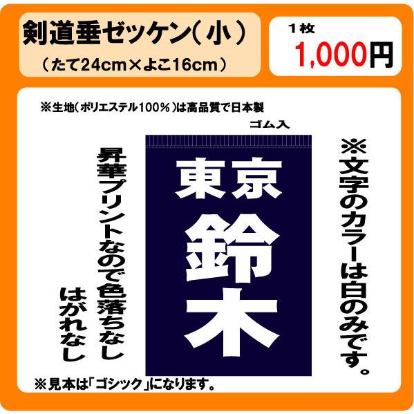 剣道垂　ゼッケン　小　W24cm×H16cm　ぜっけん