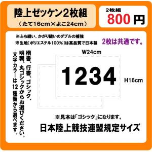 陸上 ゼッケン 2枚組 W24cm×H16cmの商品画像