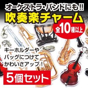 吹奏楽チャームキーホルダー(5個セット) 推し活グッズ 吹奏楽 アクセサリー チャーム アイテム 楽器 プレゼント 部活 音楽 雑貨 ハンドメイド パーツ