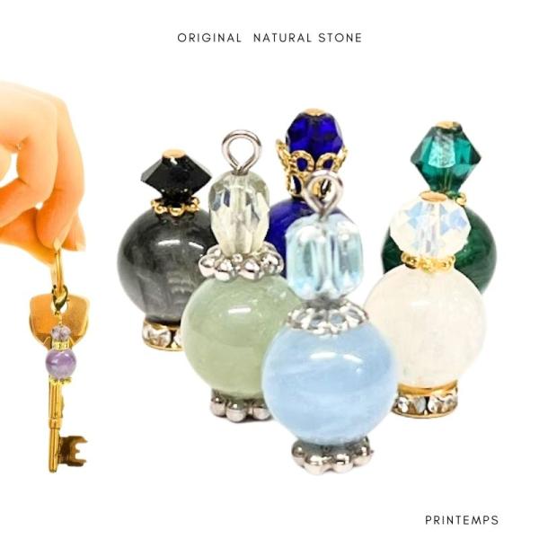 天然石 チャーム ラブラドライト  ターコイズ ラピスラズリ アクアマリン キーホルダー 財布 バッ...