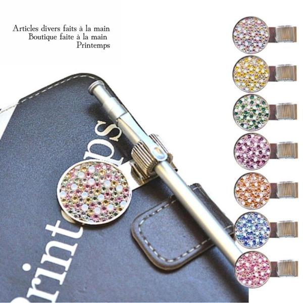 SWAROVSKI ペンクリップ ミックスカラー ペンホルダー ボールペン 手帳 スケジュール帳 プ...