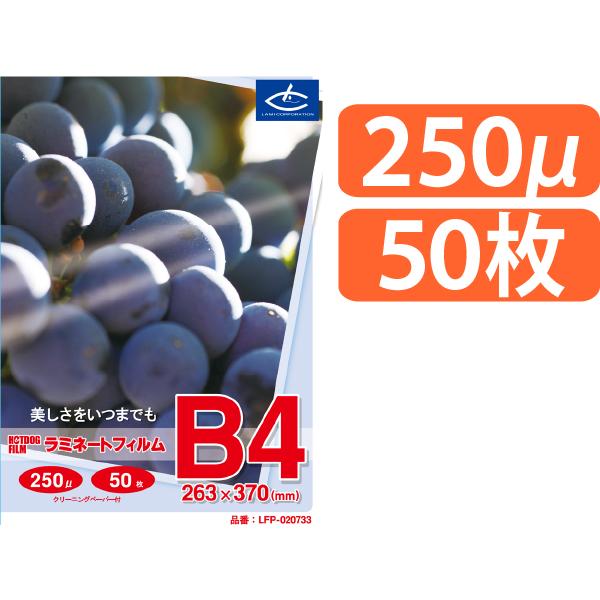 B4ラミネートフィルム 250μ 50枚/箱 LFP-020733 ラミーコーポレーション