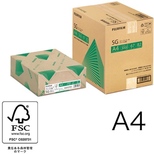 A4コピー用紙 SG リサイクル 3000枚/3冊/箱 ZGAA0892 富士フィルムBI