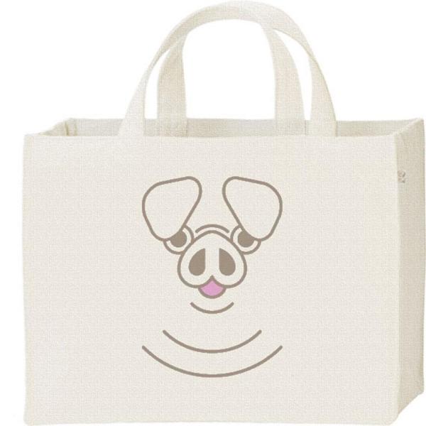 ブタ（豚）ファニーフェイス・ぶた/キャンバスバッグ・スクエア　カレッジバッグ