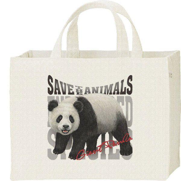ジャイアント・パンダ（絶滅危惧動物）ぱんだ/キャンバスバッグ・スクエア　カレッジバッグ