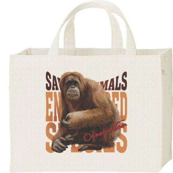 オランウータン（絶滅危惧動物）おらんうーたん/キャンバスバッグ・スクエア　カレッジバッグ