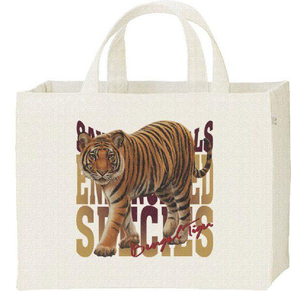 虎（とら）絶滅危惧動物（ベンガル トラ）/キャンバスバッグ・スクエア　カレッジバッグ