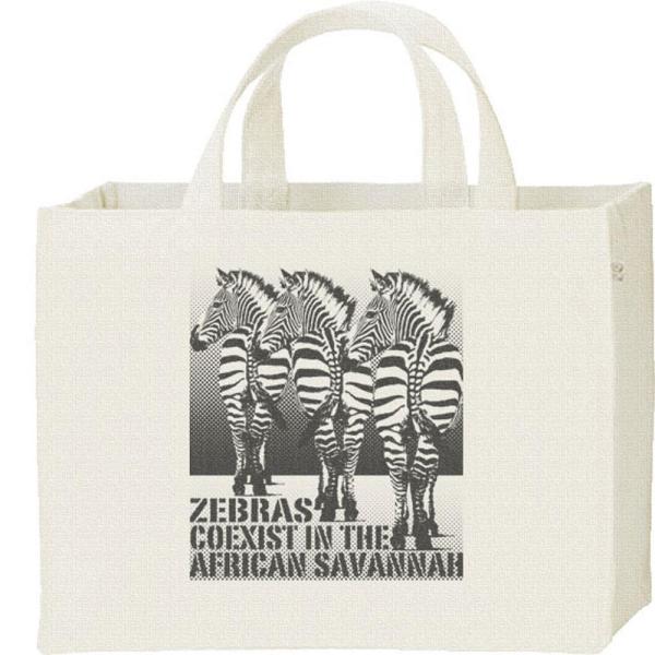 シマウマ（三頭の縞馬）しまうま/キャンバスバッグ・スクエア　カレッジバッグ