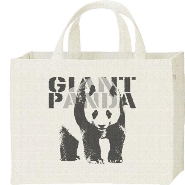 ジャイアント・パンダ（モノトーン動物柄）ぱんだ/キャンバスバッグ・スクエア　カレッジバッグ