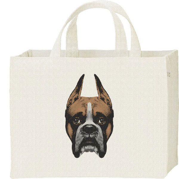 ボクサー（犬）の顔/キャンバスバッグ・スクエア　カレッジバッグ