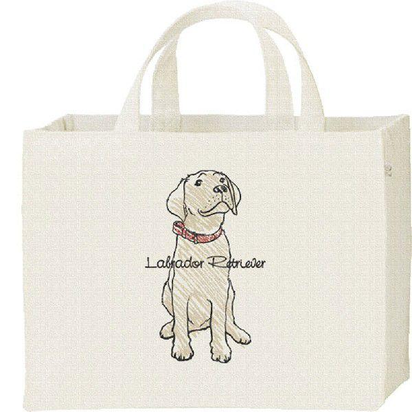 ラブラドール レトリバー（クレヨンタッチ）犬/キャンバスバッグ・スクエア　カレッジバッグ