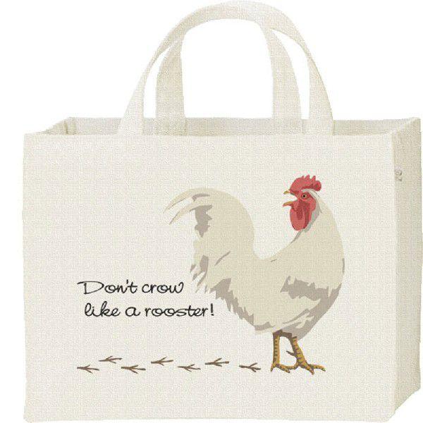 ニワトリ「はしゃぐな！」鶏（にわとり）/キャンバスバッグ・スクエア　カレッジバッグ
