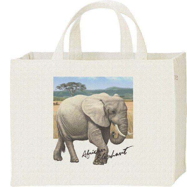 象 ＋背景（アフリカゾウ）/キャンバスバッグ・スクエア　カレッジバッグ