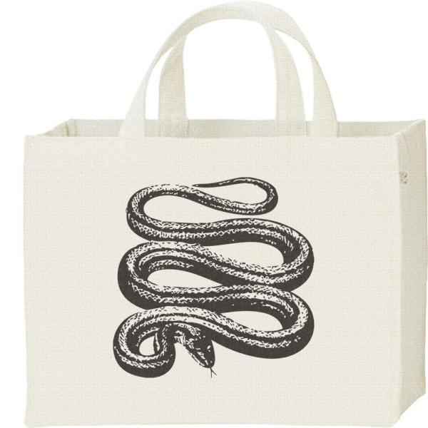 蛇（シマヘビ）/キャンバスバッグ・スクエア　カレッジバッグ