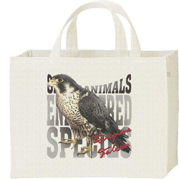 隼（はやぶさ）絶滅危惧動物（ハヤブサ）/キャンバスバッグ・スクエア　カレッジバッグ