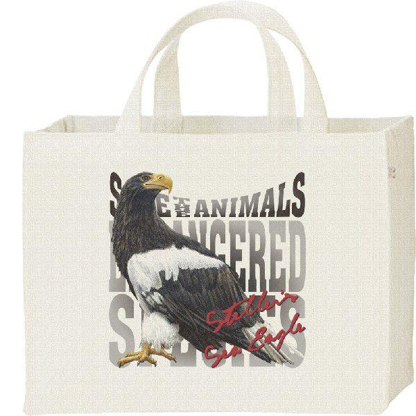 大鷲（おおわし）絶滅危惧動物（オオワシ）/キャンバスバッグ・スクエア　カレッジバッグ