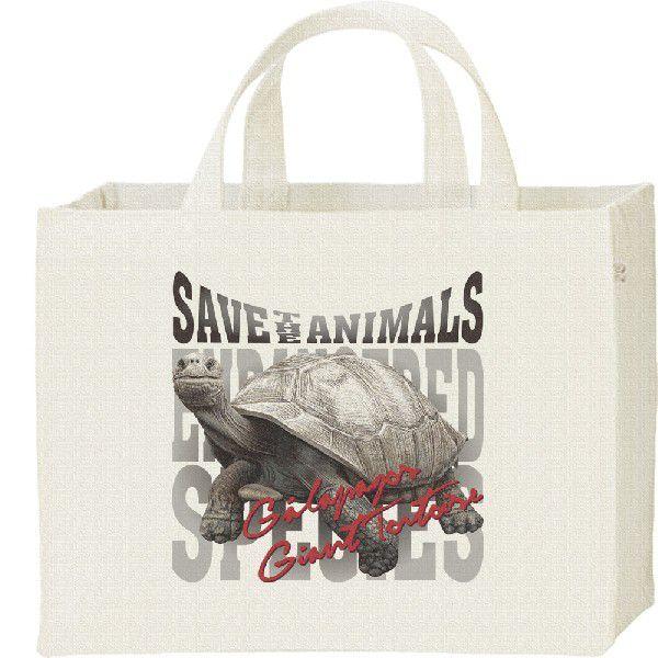 ガラパゴス ゾウガメ（絶滅危惧動物）ぞうがめ/キャンバスバッグ・スクエア　カレッジバッグ