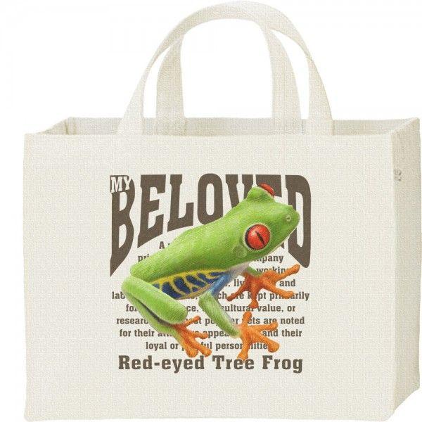 アカメ アマガエル（蛙）かえる/ペット シリーズ/キャンバスバッグ・スクエア　カレッジバッグ