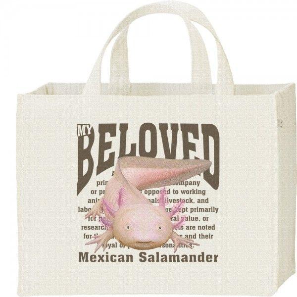 ウーパールーパー（メキシコ サンショウウオ）/ペット シリーズ/キャンバスバッグ・スクエア　カレッジ...