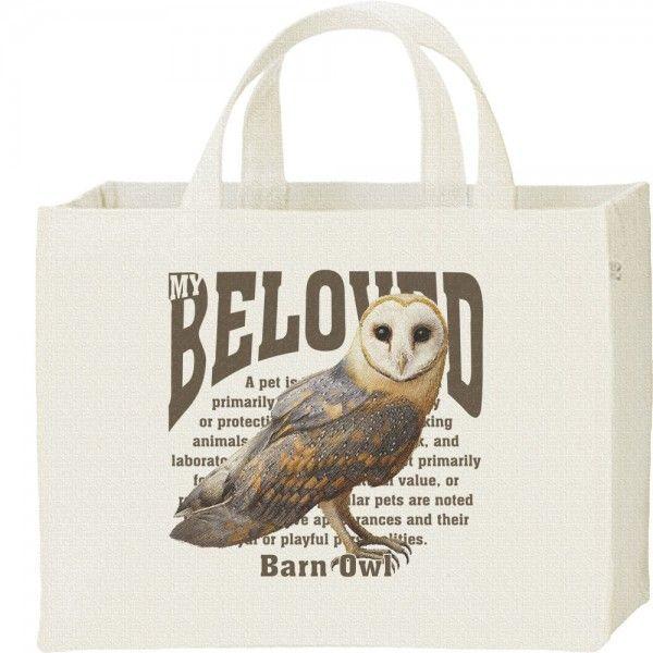 メンフクロウ（梟）ふくろう/ペット シリーズ/キャンバスバッグ・スクエア　カレッジバッグ