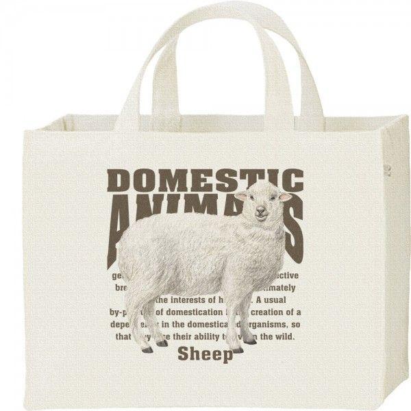 羊（ヒツジ）/飼育動物・家畜/キャンバスバッグ・スクエア　カレッジバッグ