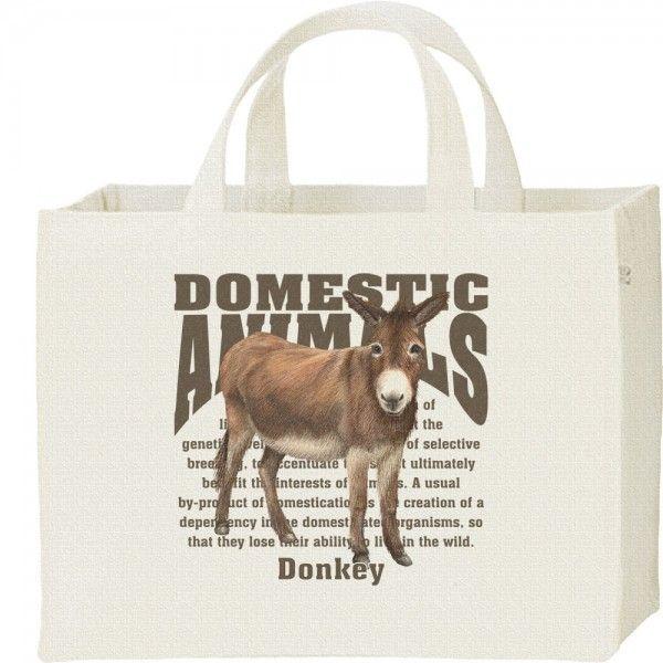 驢馬（ロバ）/飼育動物・家畜/キャンバスバッグ・スクエア　カレッジバッグ