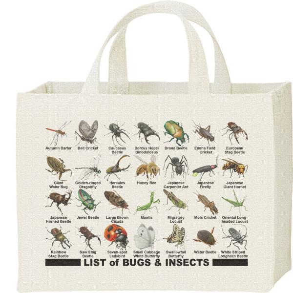 虫のリスト/キャンバスバッグ・スクエア　カレッジバッグ