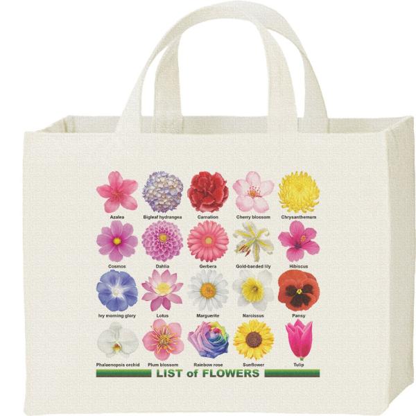 花のリスト/キャンバスバッグ・スクエア　カレッジバッグ