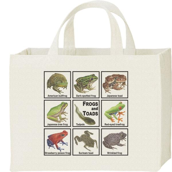 カエル大好き！/キャンバスバッグ・スクエア　カレッジバッグ