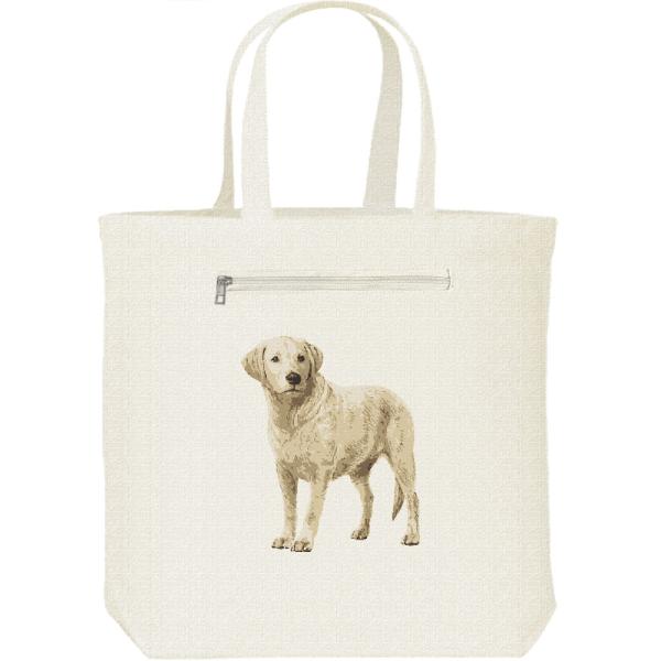 ラブラドール レトリバー（ペイントタッチ）れとりばー/キャンバス トート バッグ・ファスナー ポケッ...