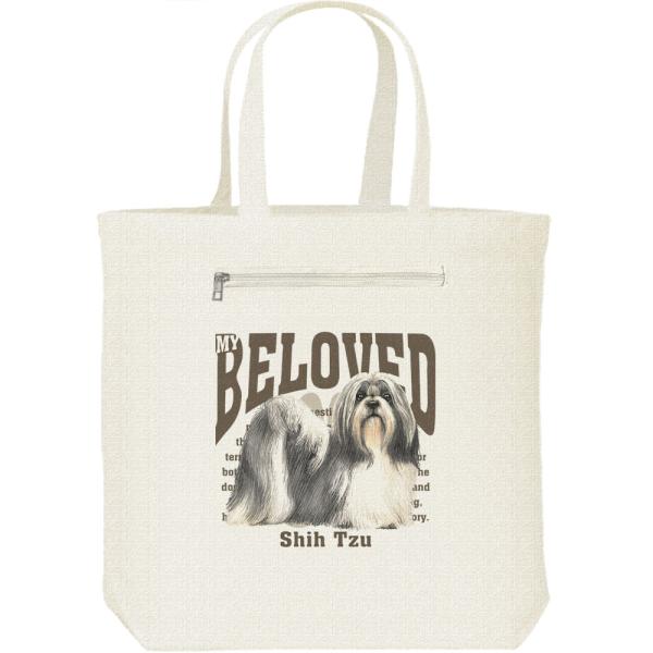シー・ズー（愛犬シリーズ）/キャンバス トート バッグ・ファスナー ポケット付