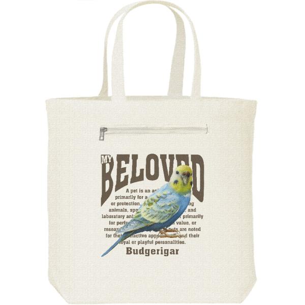 セキセイ インコ/鳥/ペット シリーズ/キャンバス トート バッグ・ファスナー ポケット付