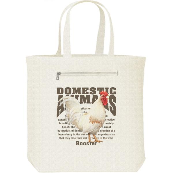 鶏（ニワトリ）/飼育動物・家畜/キャンバス トート バッグ・ファスナー ポケット付